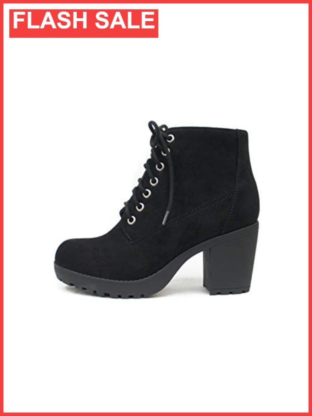 Soda Lug Sole Combat Ankle Bootie Chunky Heel Lace Up